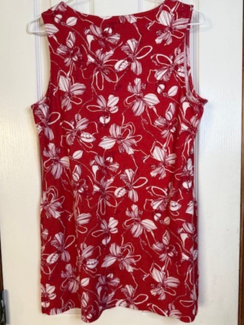 Chico's Hawaiian Print Tunic in red and white, size M - excellent condition!! - Picture 5 of 6